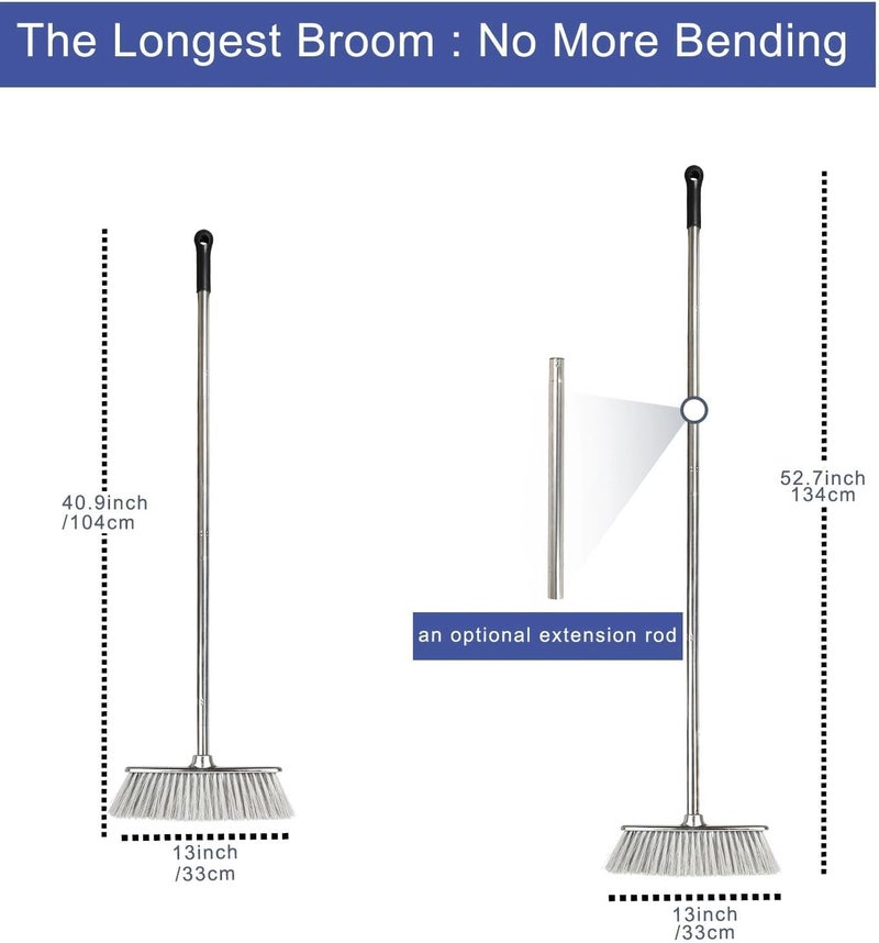 GLOHOO Indoor Soft Bristles Angle Sweeping Broom with Long Handle for Kitchen Hardwood Floor Cleaning (Broom) - Image 2